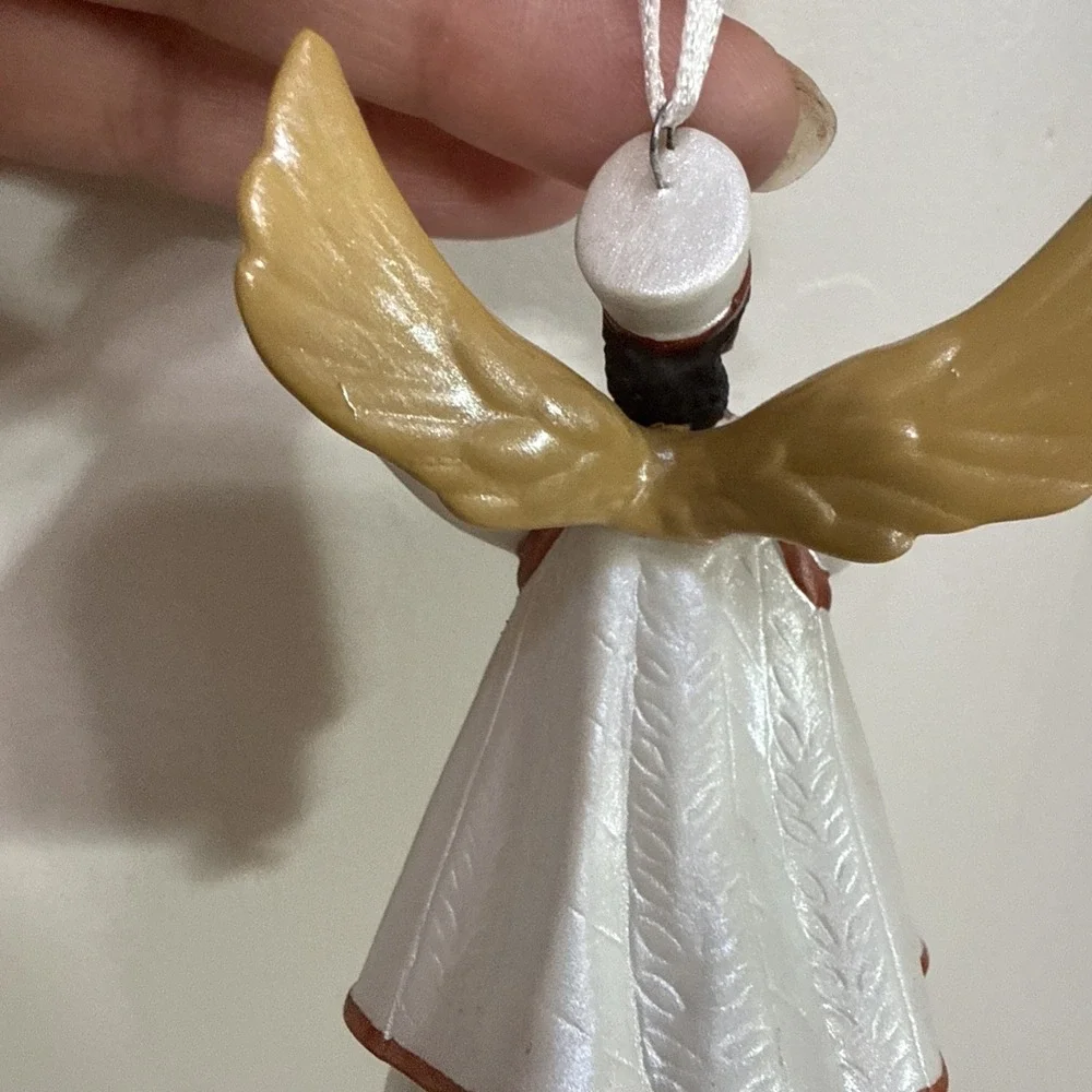 Vintage 2001 Hallmark Keepsake Graceful Black Angel Bell Porcelain Ornament